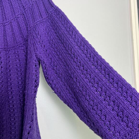 Talbots Womens Cable Knit Zip Up Cardigan Petite Plus Sz 2X Purple Essential - Picture 5 of 14